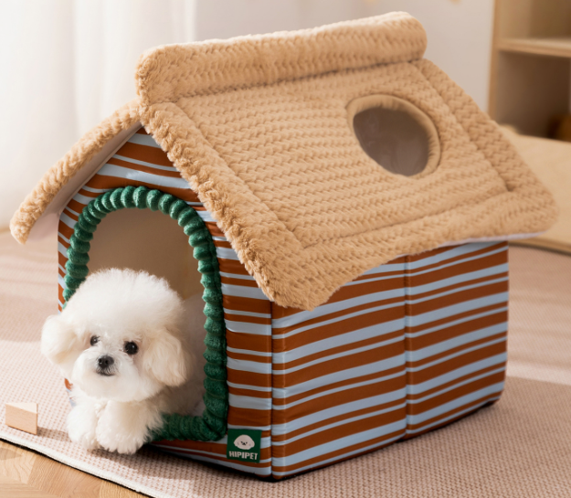 The Peek-a-Boo Cottage Ultra-Soft Dog Bed with Viewing Window