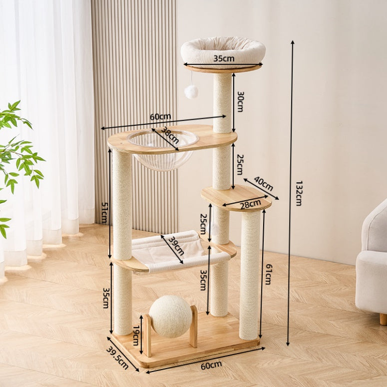 Creamy Minimalist Cat Tree with Sisal Ergonomic Scratcher and Soft Top Perch