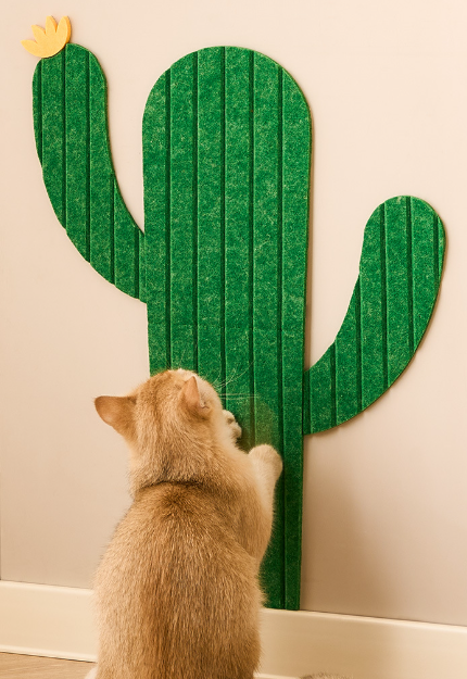 Felt Wall Sticker Cat Scratching Board with 6 Fun Shapes