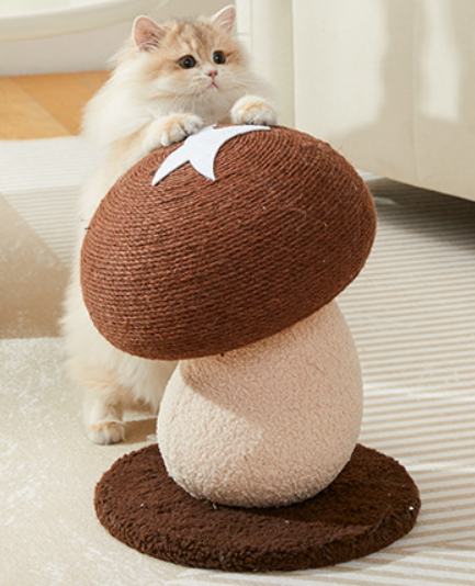 Cute Mushroom Shaped Cat Scratcher with Natural Sisal Rope