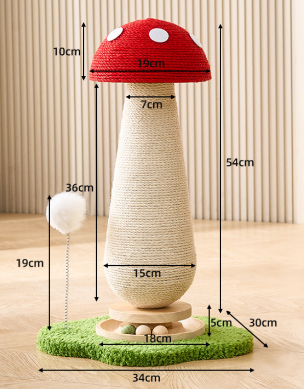 Enchanted Forest Design Fairy Tale Red Mushroom Scratching Post