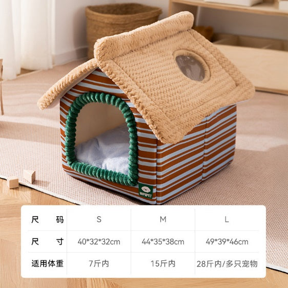 The Peek-a-Boo Cottage Ultra-Soft Dog Bed with Viewing Window
