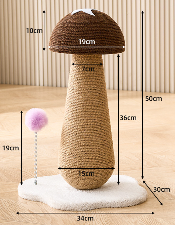 Natural Woodland Style Forest Brown Mushroom Scratching Post