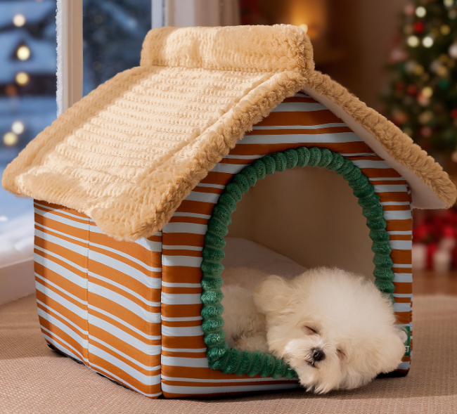 The Peek-a-Boo Cottage Ultra-Soft Dog Bed with Viewing Window