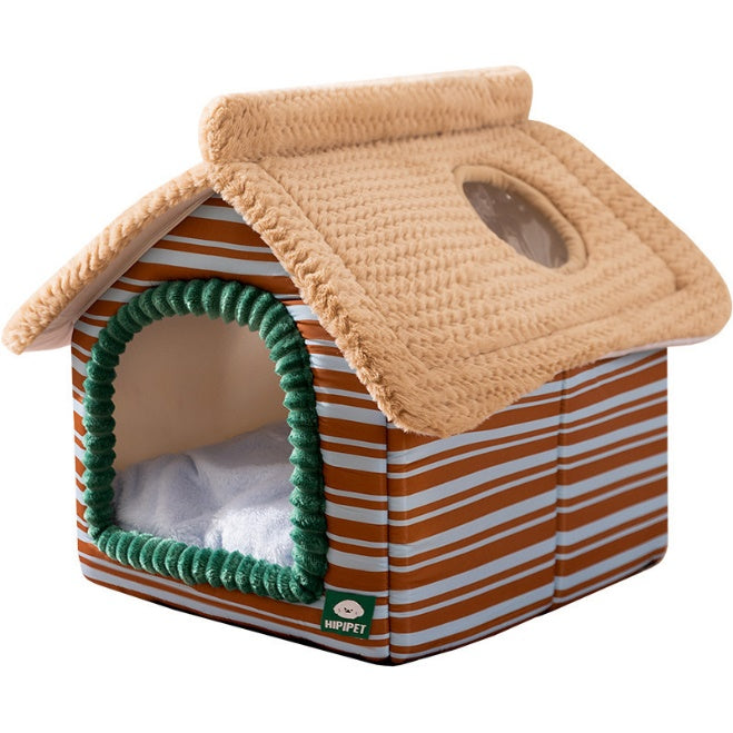 The Peek-a-Boo Cottage Ultra-Soft Dog Bed with Viewing Window