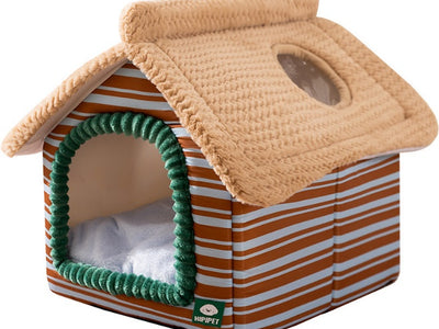 The Peek-a-Boo Cottage Ultra-Soft Dog Bed with Viewing Window