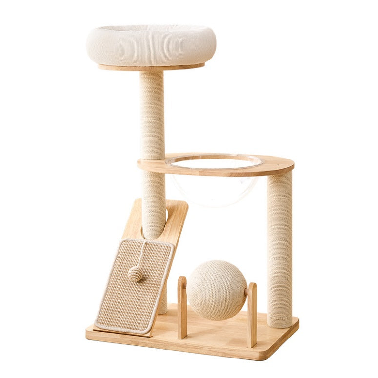 Creamy Minimalist Cat Tree with Sisal Ergonomic Scratcher and Soft Top Perch