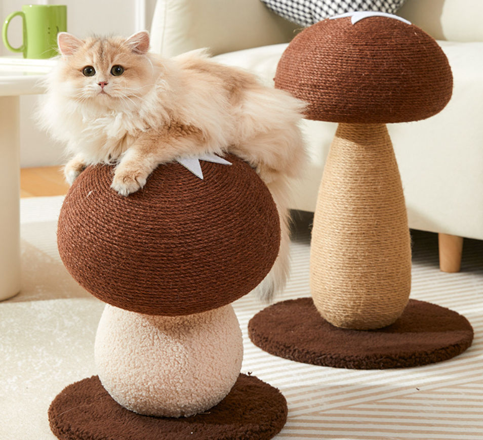 Cute Mushroom Shaped Cat Scratcher with Natural Sisal Rope