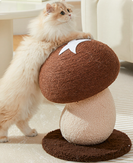 Cute Mushroom Shaped Cat Scratcher with Natural Sisal Rope