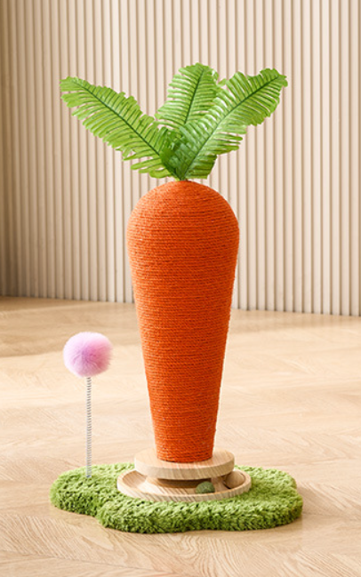 Carrot Radish Designs Cat Scratching Post with Teaser Toy