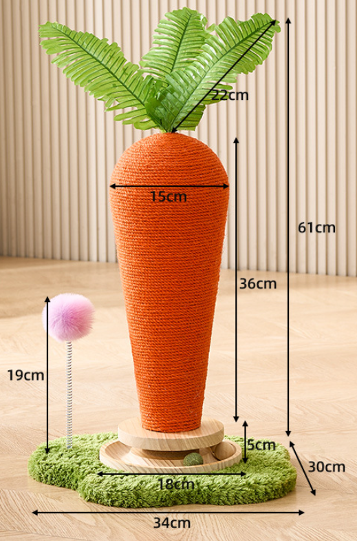 Carrot Radish Designs Cat Scratching Post with Teaser Toy