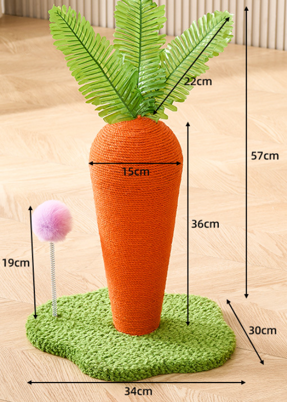 Carrot Radish Designs Cat Scratching Post with Teaser Toy