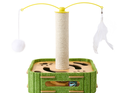 Multi-Function Cat Maze with Sisal Scratcher & Dual Teaser Wands