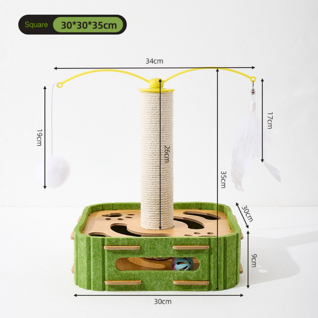 Multi-Function Cat Maze with Sisal Scratcher & Dual Teaser Wands